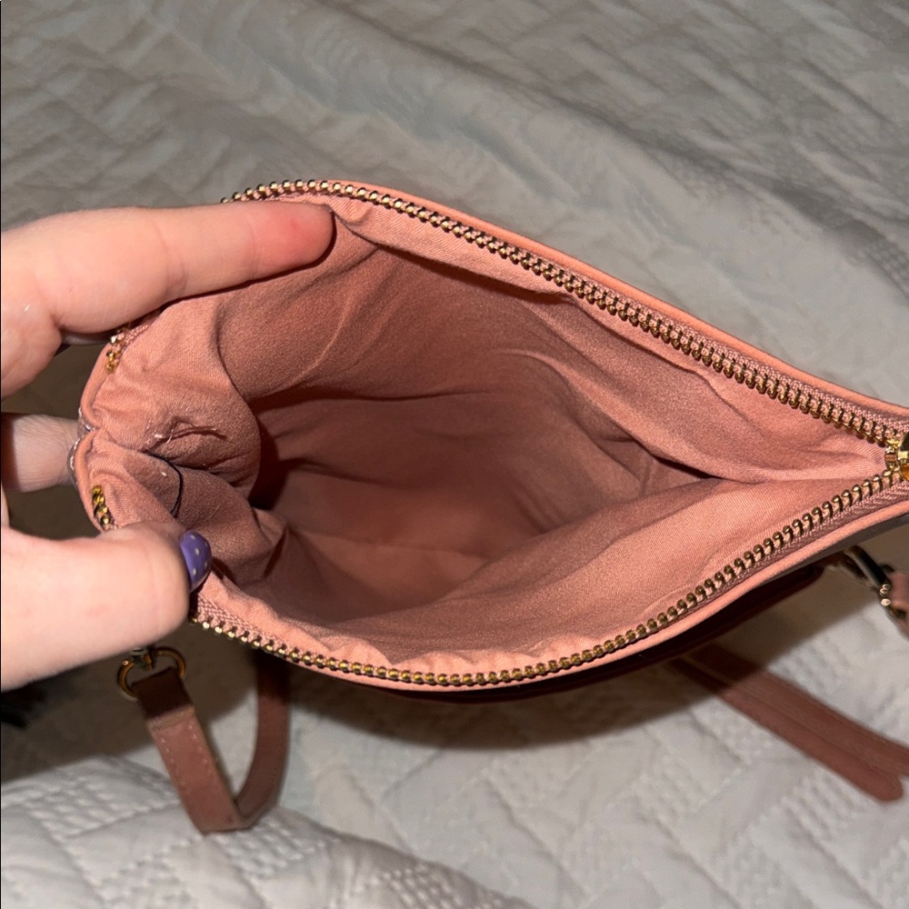Leather Crossbody Bag in Coral Tan - Picture 8 of 11